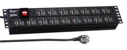 19“ 2HE Steckdosenleiste 32 x USB mit Schalter, schwarz im Aluprofl 3m Kabel