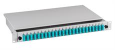 19" Spleißbox ausziehbar SC/SC 50/125µ. 24 Pigtails / 12 Kupplungen OM4
