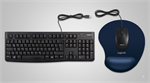 3-in-1 Business Set: Logitech® K120 Tastatur + B100 Maus + LogiLink® Gel-Mauspad
