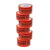 6 Rollen Klebeband, 48 mm x 66 m, Vorsicht Glas-Aufdruck rot