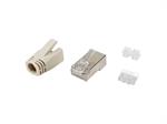 Cat.6A RJ45 Geschirmter Stecker-Satz 100 Stück mit Montagekamm + Tülle / Equip®