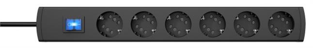 Kopp Steckdosenleiste DUOversal® plus 6-12 mit Schalter schwarz 1,4m