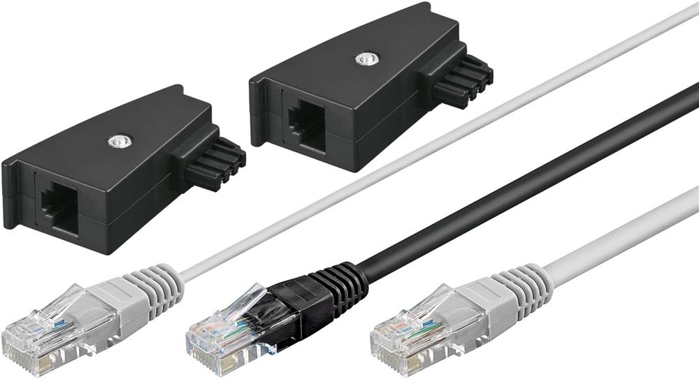 Telefon Y Kabel DSL 2x RJ45 auf RJ45 + TAE Adapter für Fritzbox Router