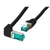 RJ45 Patchkabel S/FTP, Cat.6A, LSZH, einseitig 90° gewinkelt, 0,25m, schwarz