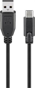 USB 2.0 Kabel 3A USB-C™ auf USB A, schwarz Länge 1,8m / Goobay®