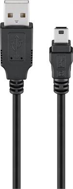 USB 2.0 Kabel Stecker (Typ A) > USB 2.0-Mini-Stecker (Typ B, 5-Pin) schwarz 1,8m