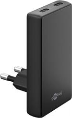 USB-C™ PD GaN Dual-Schnellladegerät 90° Flat (65 W) schwarz / Goobay